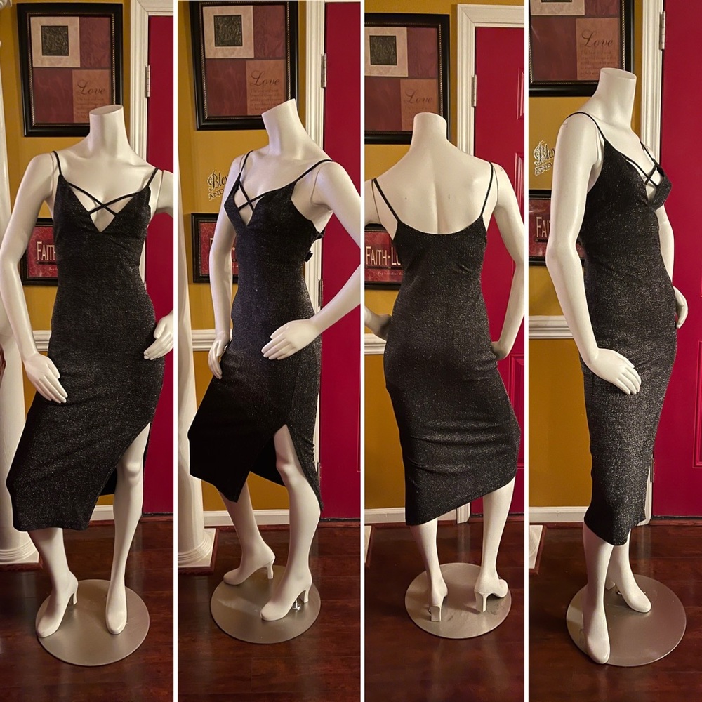 ❤️JOA Black Metallic Sleeveless Dress